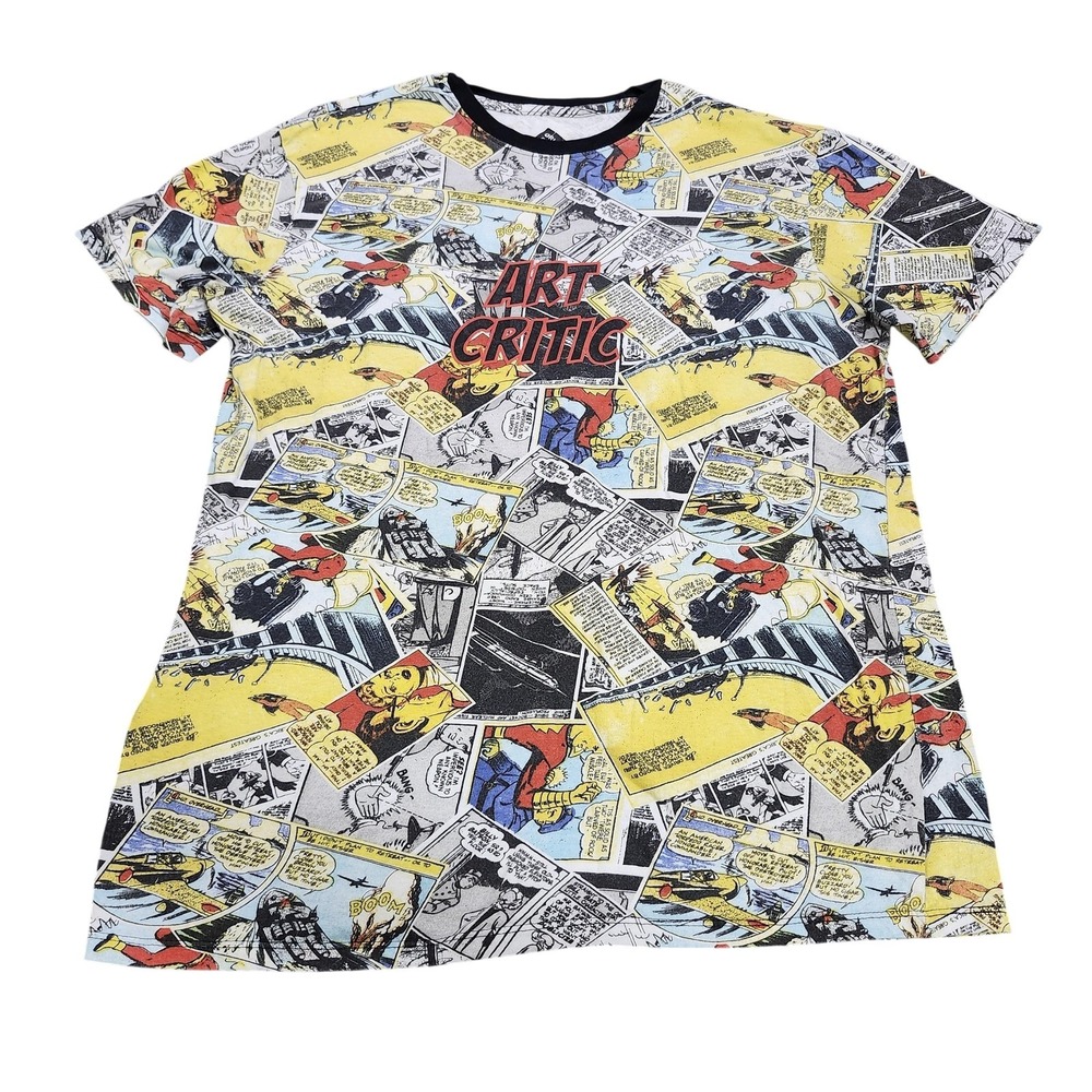Original Gravity Shirt Mens Large Multicolor Allover Comic Art Graphic Tee Top